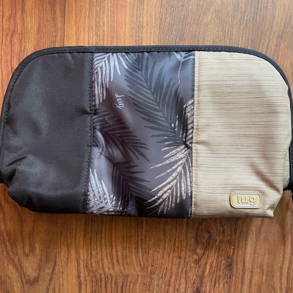 Lug Abstract Fern with brushed taupe and black Flash Cosmetic Bag